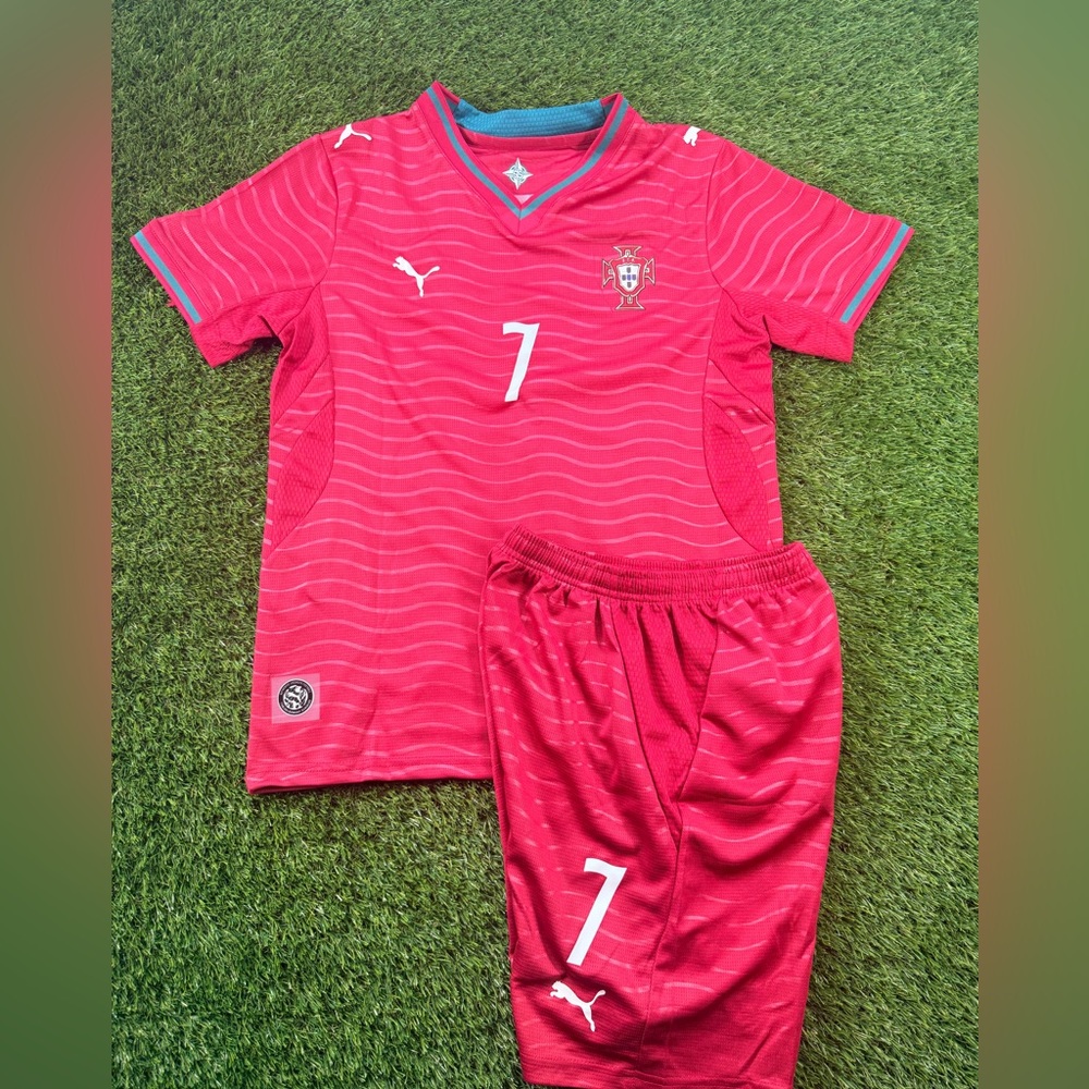 Ronaldo Portugal Kids Red Soccer Jersey Set